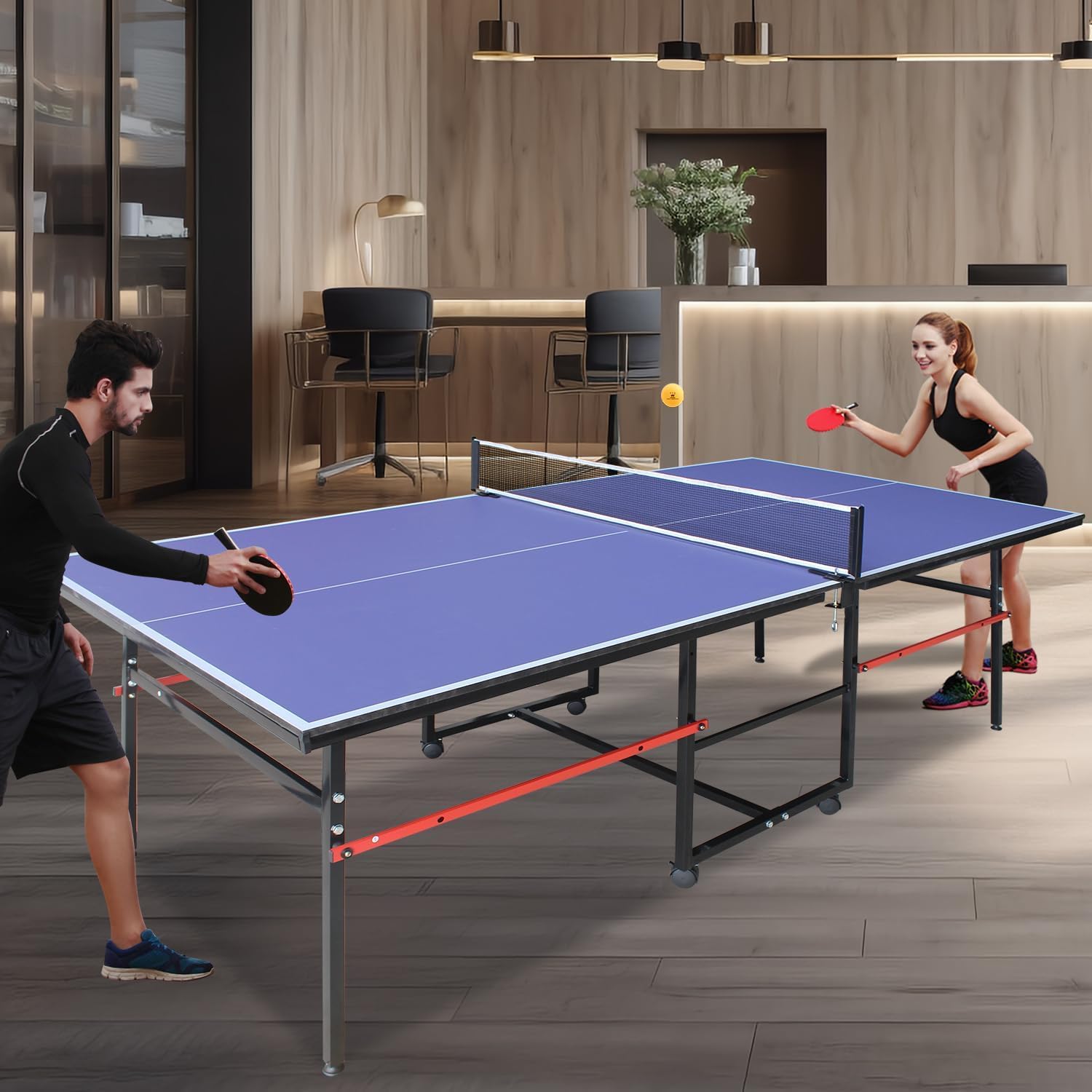 8 ft Portable Ping Pong Table， - Table Tennis Single review and price