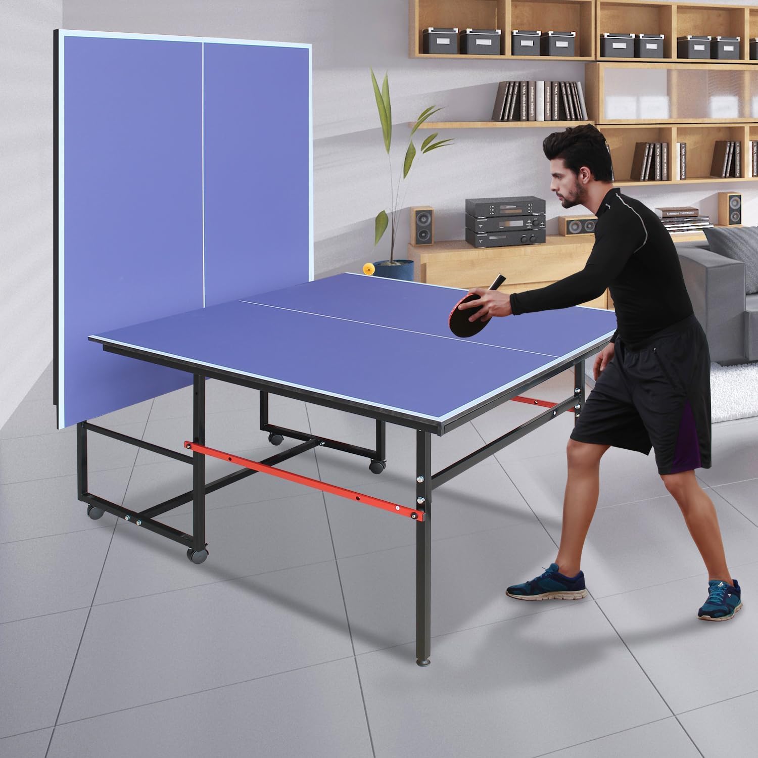 8 ft Portable Ping Pong Table， - Table Tennis Single review and price
